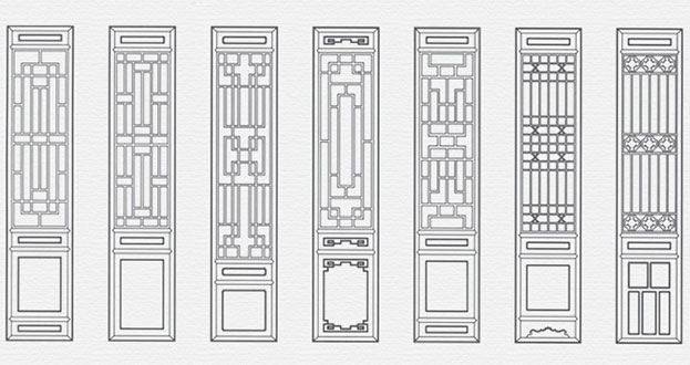 群英乡常用中式仿古花窗图案隔断设计图